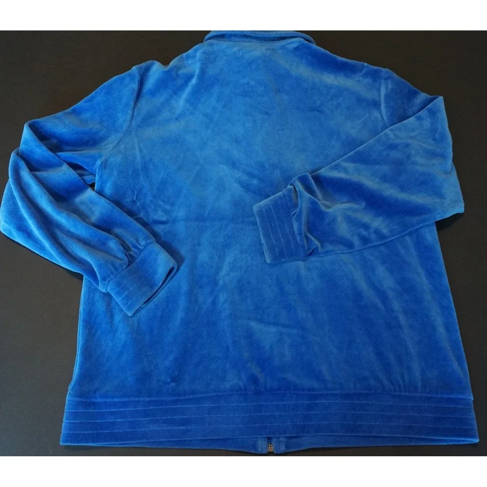 Rebecca Malone Womens Blue Velour Tracksuit Full Zip Jacket and Pants Set Size M